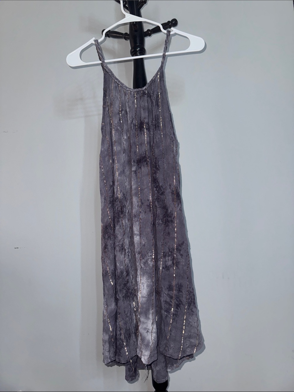 Gray Metallic Stripe Slip Dress 17.1T